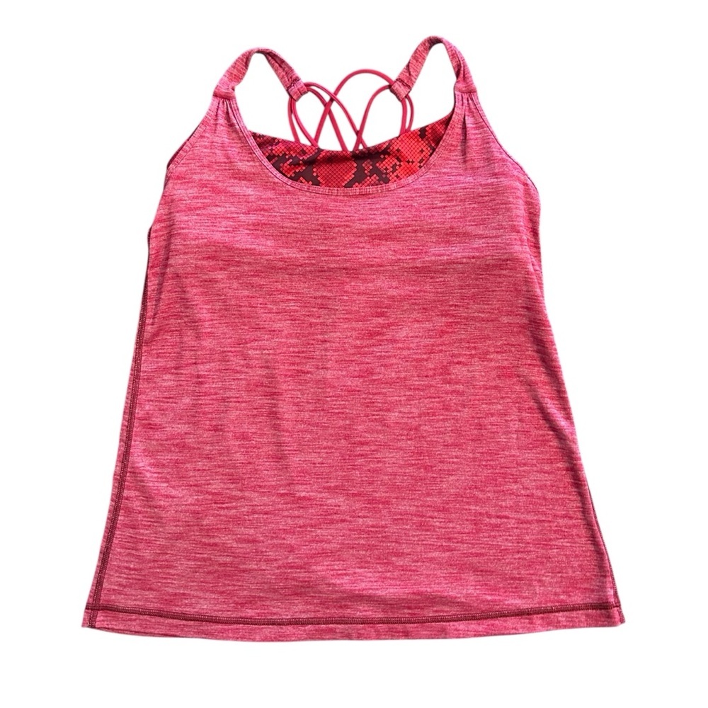 Lululemon Train to Be Tank Top Red Snake Print Crisscross Back Built-In Bra 6